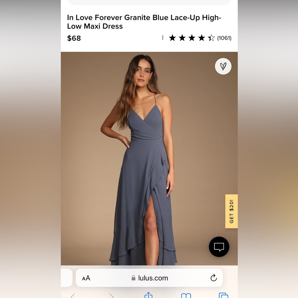 Lulus - In Love Forever Granite Blue Lace-up High Low Maxi Dress
